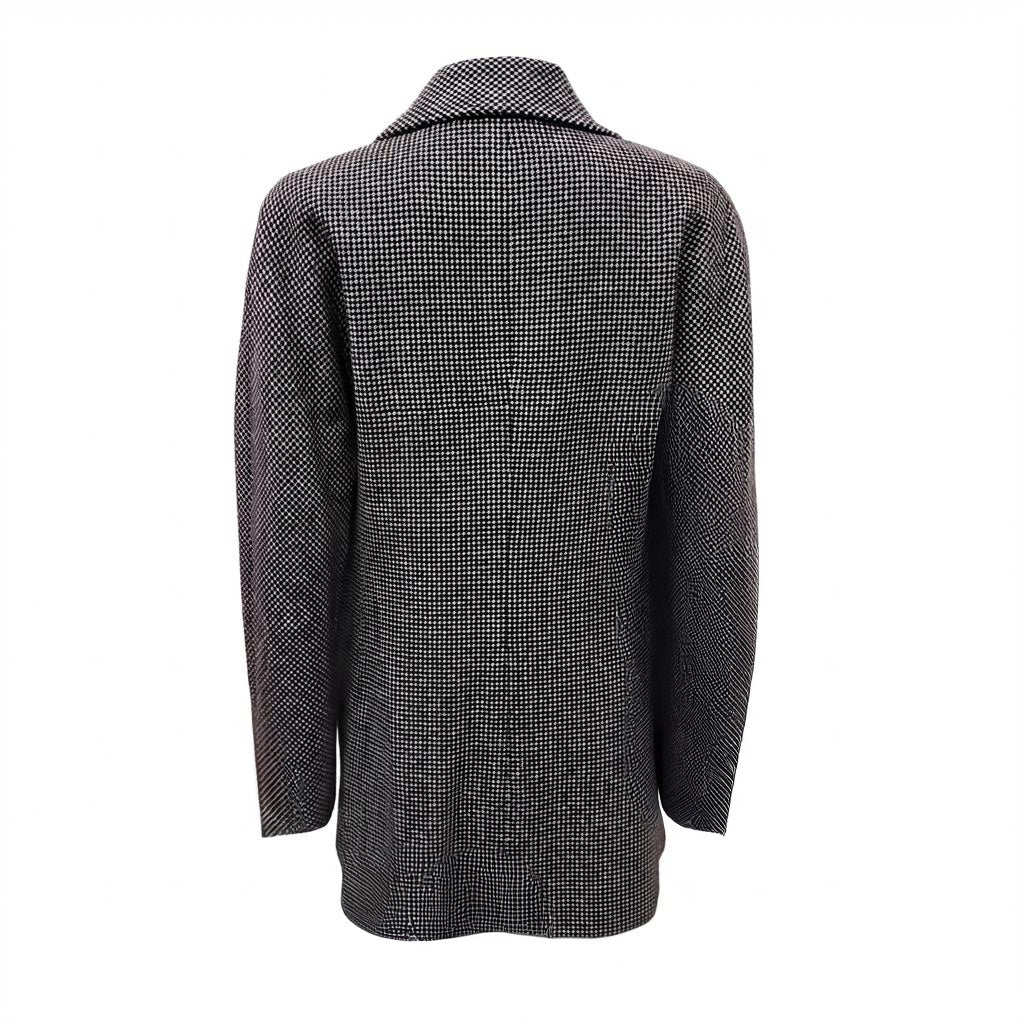 CHANEL GREY TWEED BLAZER WITH CC LOGO BUTTON - SIZE 42