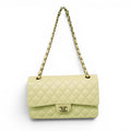 CHANEL LIME GREEN LAMBSKIN CLASSIC MEDUIM DOUBLE FLAP BAG