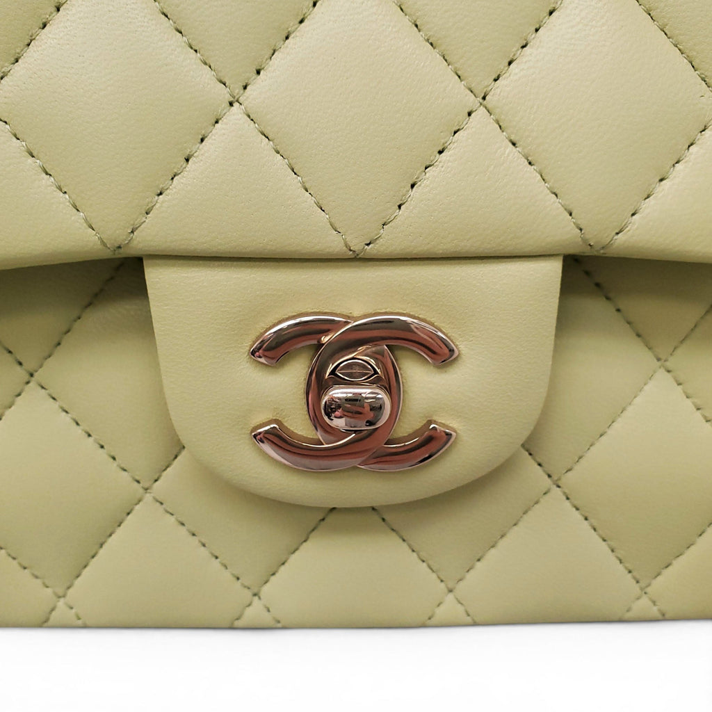 CHANEL LIME GREEN LAMBSKIN CLASSIC MEDUIM DOUBLE FLAP BAG