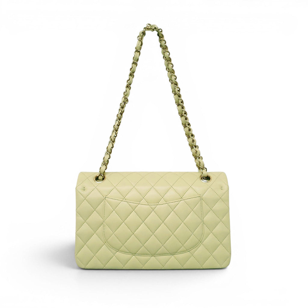 CHANEL LIME GREEN LAMBSKIN CLASSIC MEDUIM DOUBLE FLAP BAG