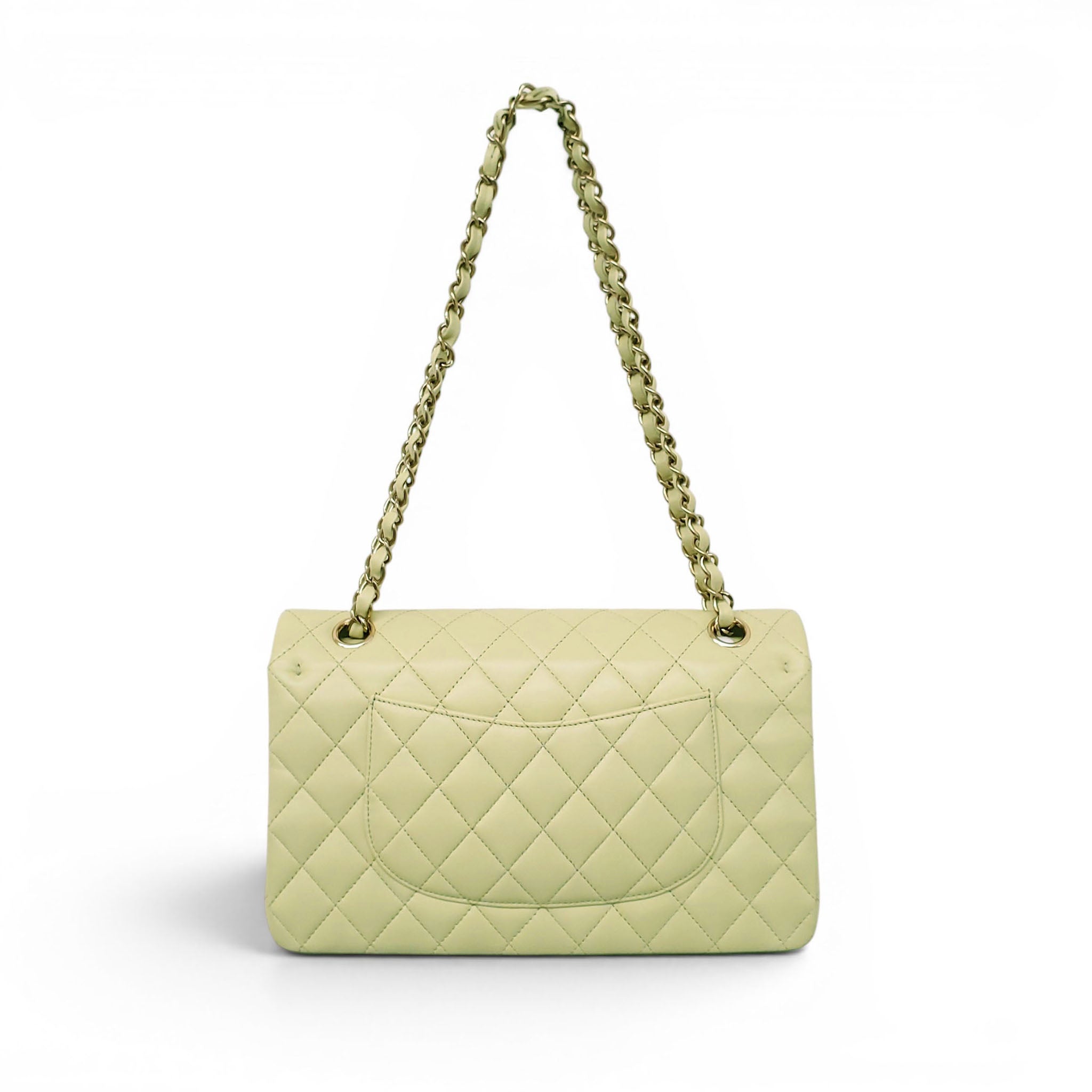 CHANEL LIME GREEN LAMBSKIN CLASSIC MEDUIM DOUBLE FLAP BAG