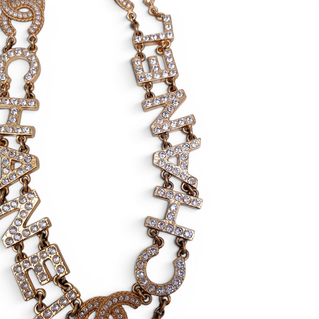 CHANEL LOGO NECKLACE WITH DROP PEARL