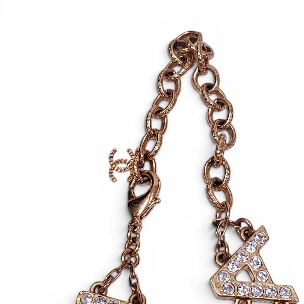 CHANEL LOGO NECKLACE WITH DROP PEARL