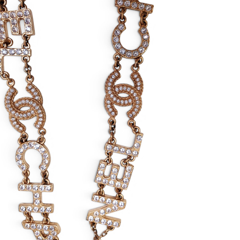 CHANEL LOGO NECKLACE WITH DROP PEARL