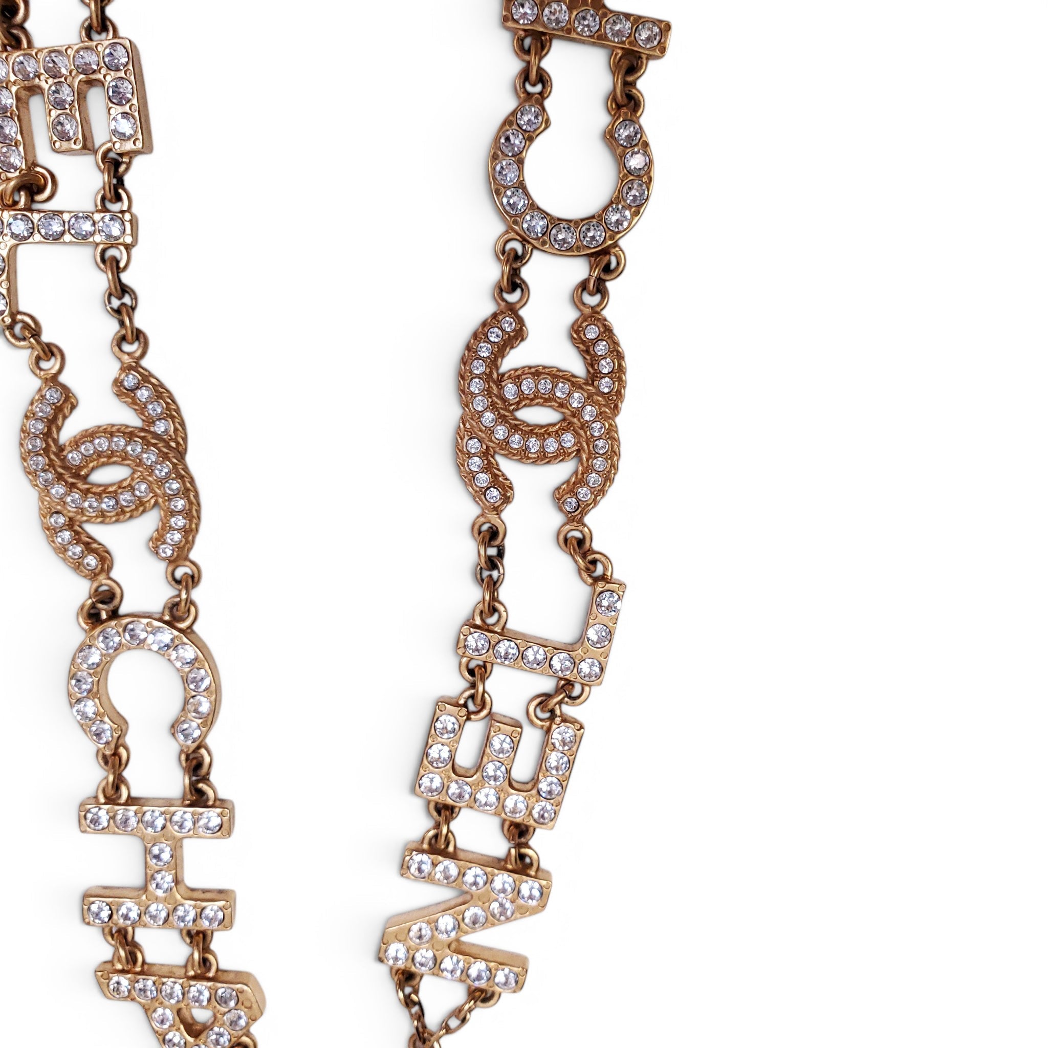 CHANEL LOGO NECKLACE WITH DROP PEARL