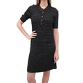 CHANEL METALLIC TWEED SWEATER DRESS - SIZE 38