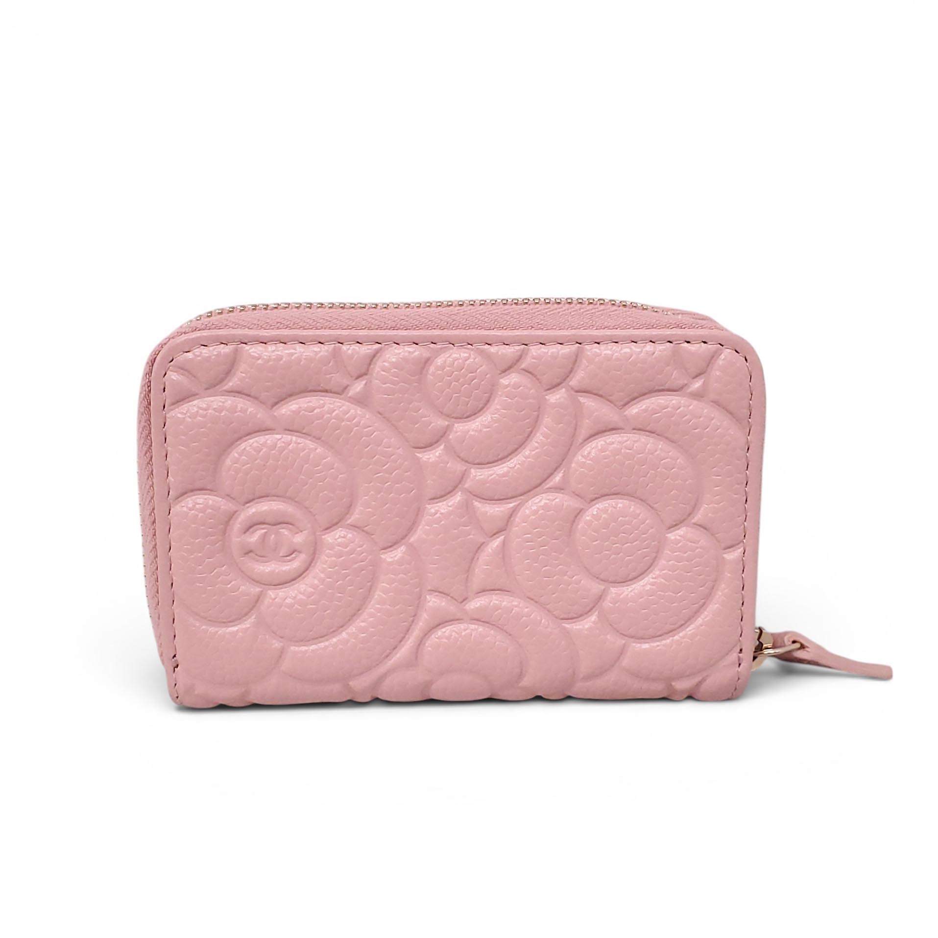CHANEL PINK CAMÉLIA ZIP-AROUND WALLET