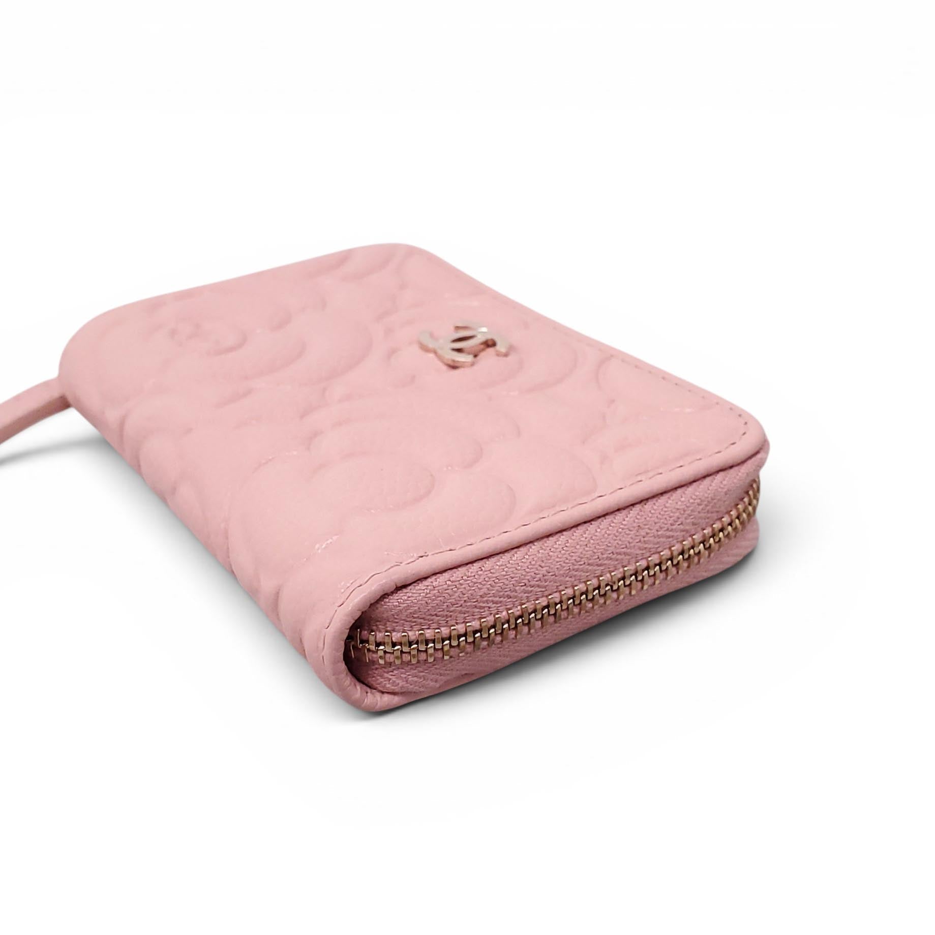 CHANEL PINK CAMÉLIA ZIP-AROUND WALLET