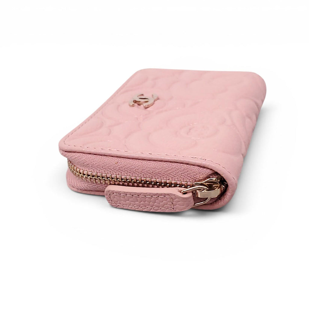 CHANEL PINK CAMÉLIA ZIP-AROUND WALLET
