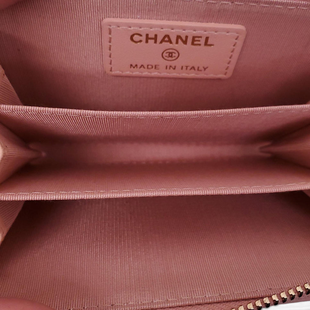 CHANEL PINK CAMÉLIA ZIP-AROUND WALLET