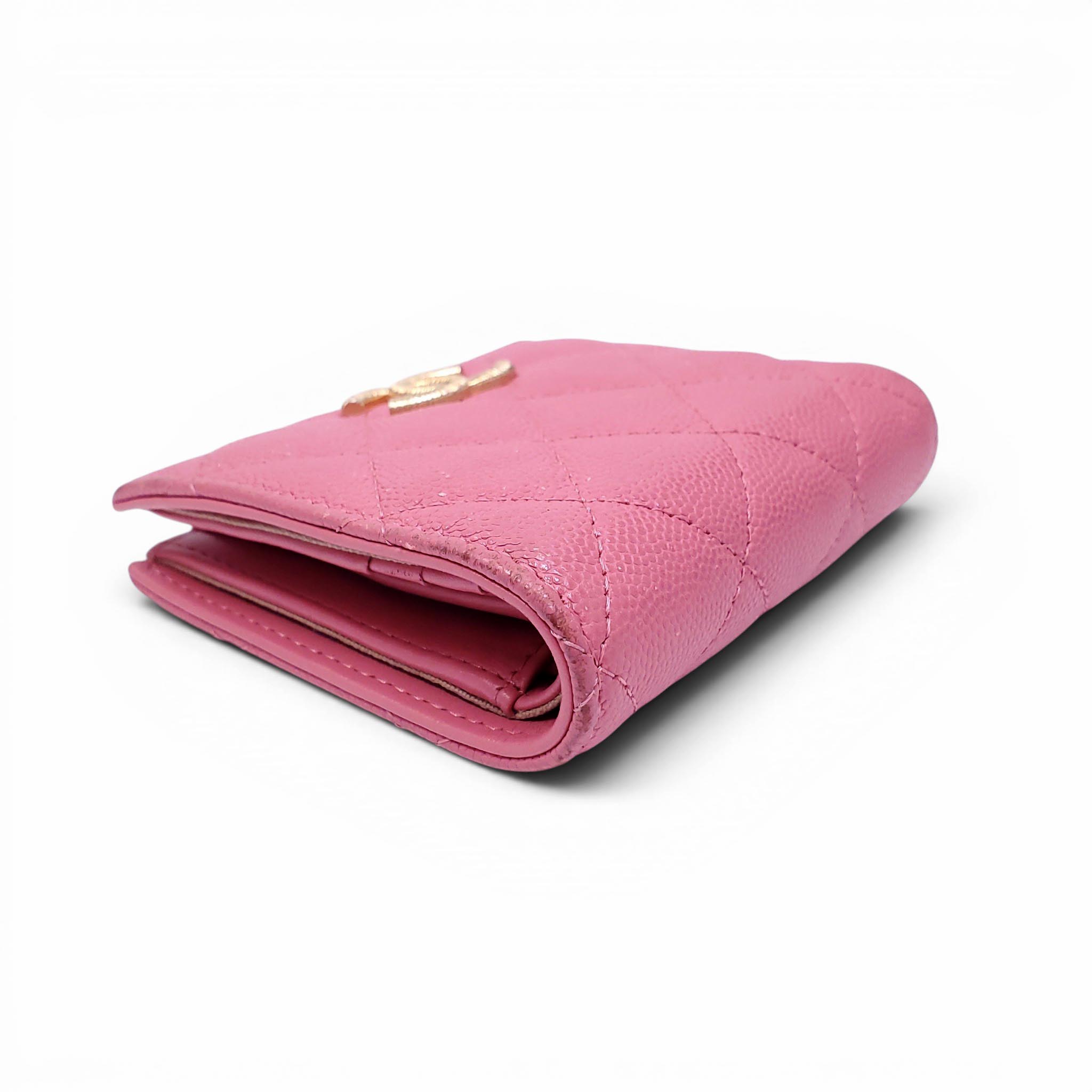 CHANEL PINK QUILTED LEATHER BIFOLD WALLET