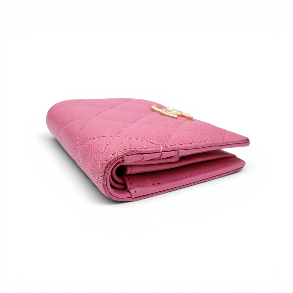 CHANEL PINK QUILTED LEATHER BIFOLD WALLET