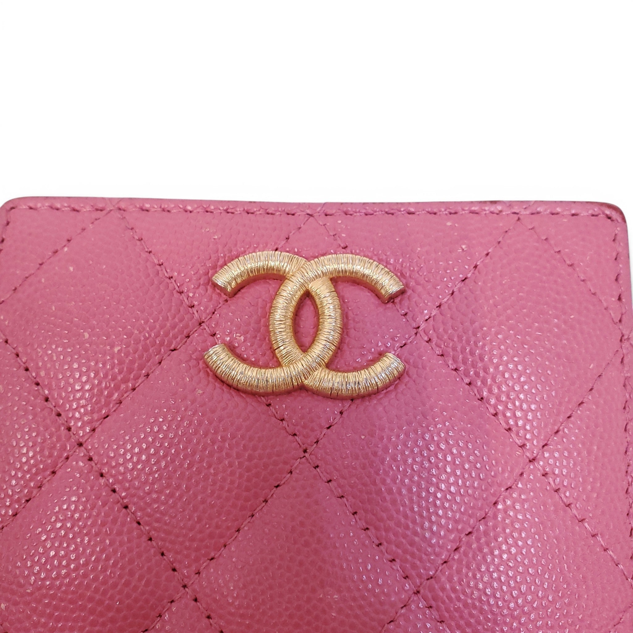 CHANEL PINK QUILTED LEATHER BIFOLD WALLET