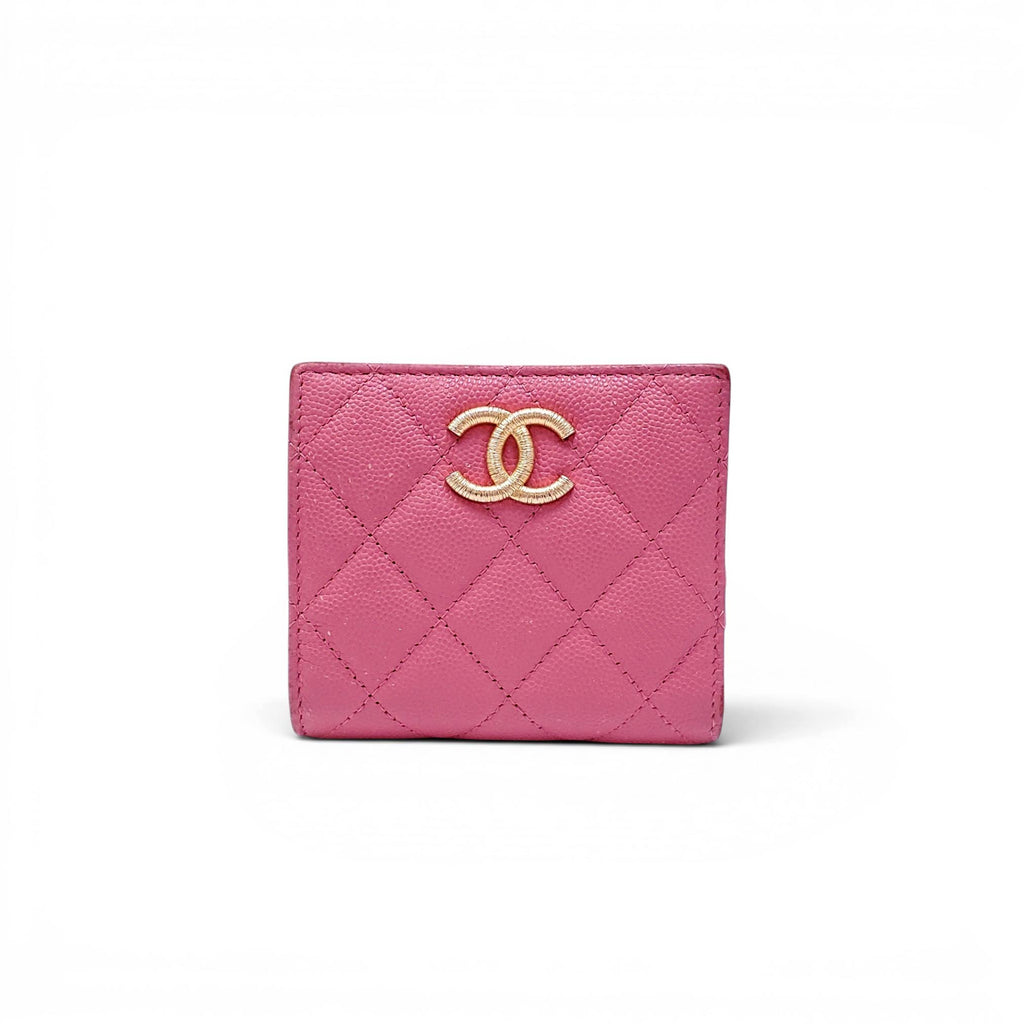 CHANEL PINK QUILTED LEATHER BIFOLD WALLET