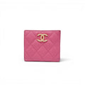 CHANEL PINK QUILTED LEATHER BIFOLD WALLET