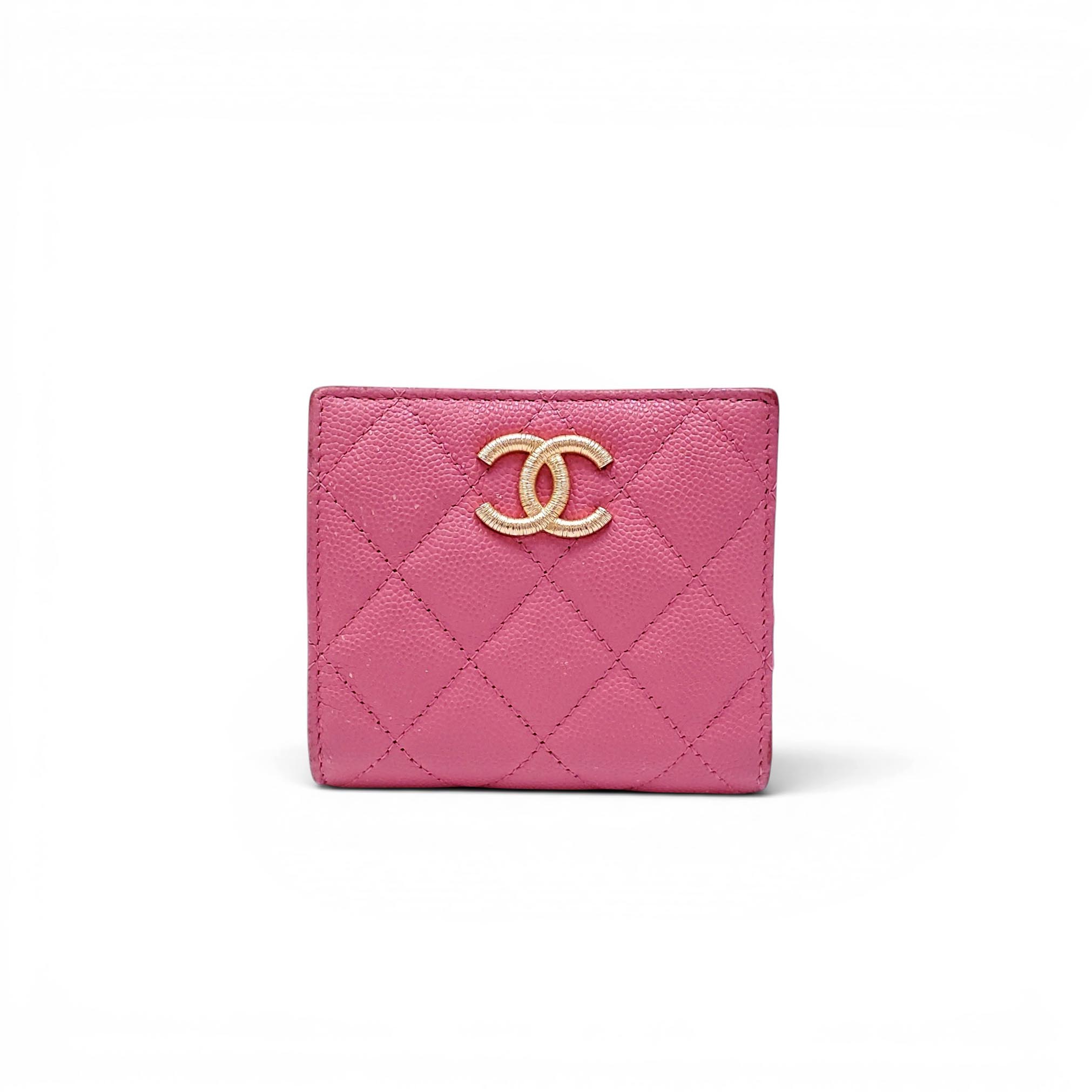 CHANEL PINK QUILTED LEATHER BIFOLD WALLET