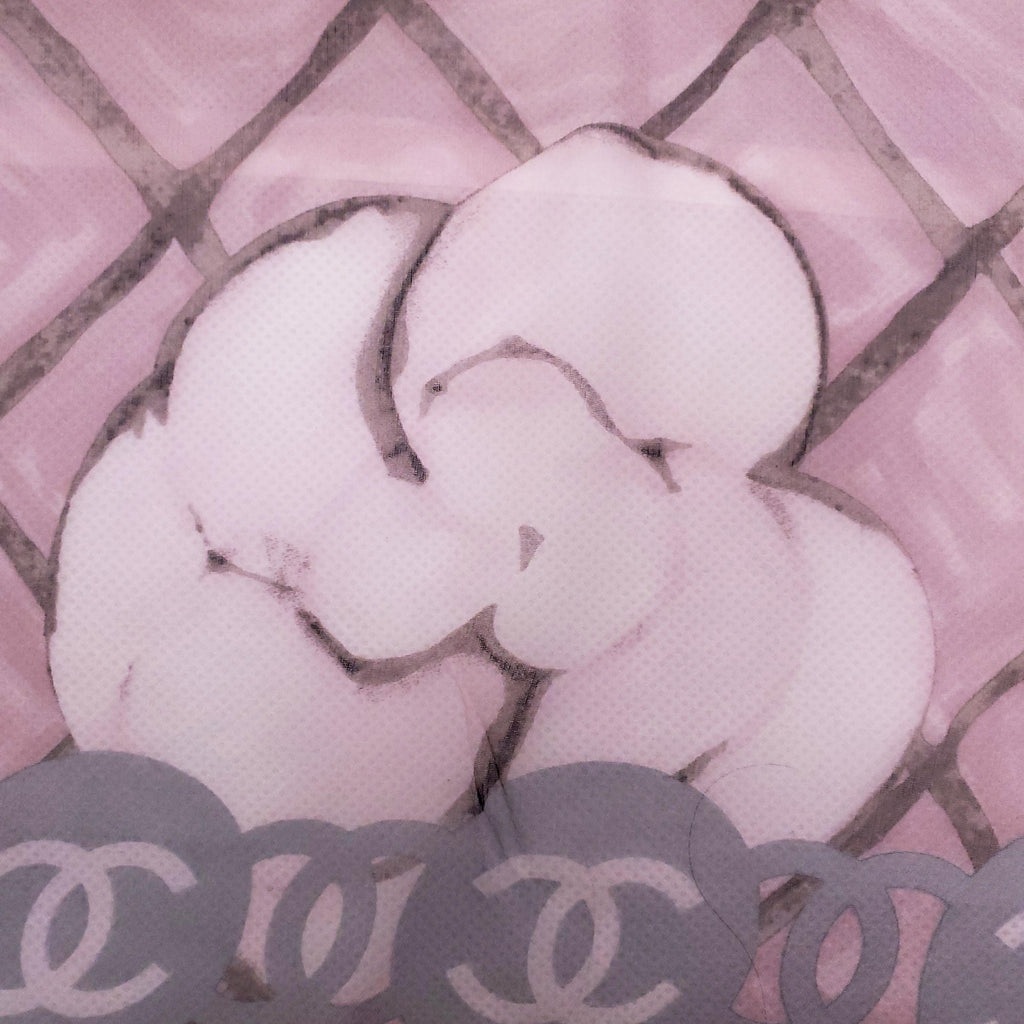 CHANEL PINK SHEER CAMÉLIA LOGO SCARF