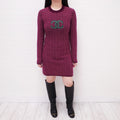 CHANEL PURPLE CHEVRON LOGO SWEATER DRESS - SIZE 36