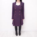 CHANEL PURPLE TWEED LONG COAT WITH LOGO BUTTONS - SIZE 40