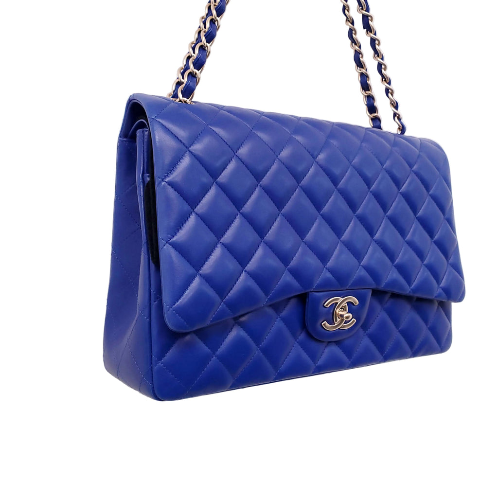 CHANEL ROYAL BLUE JUMBO QUILTED LAMBSKIN DOUBLE FLAP BAG