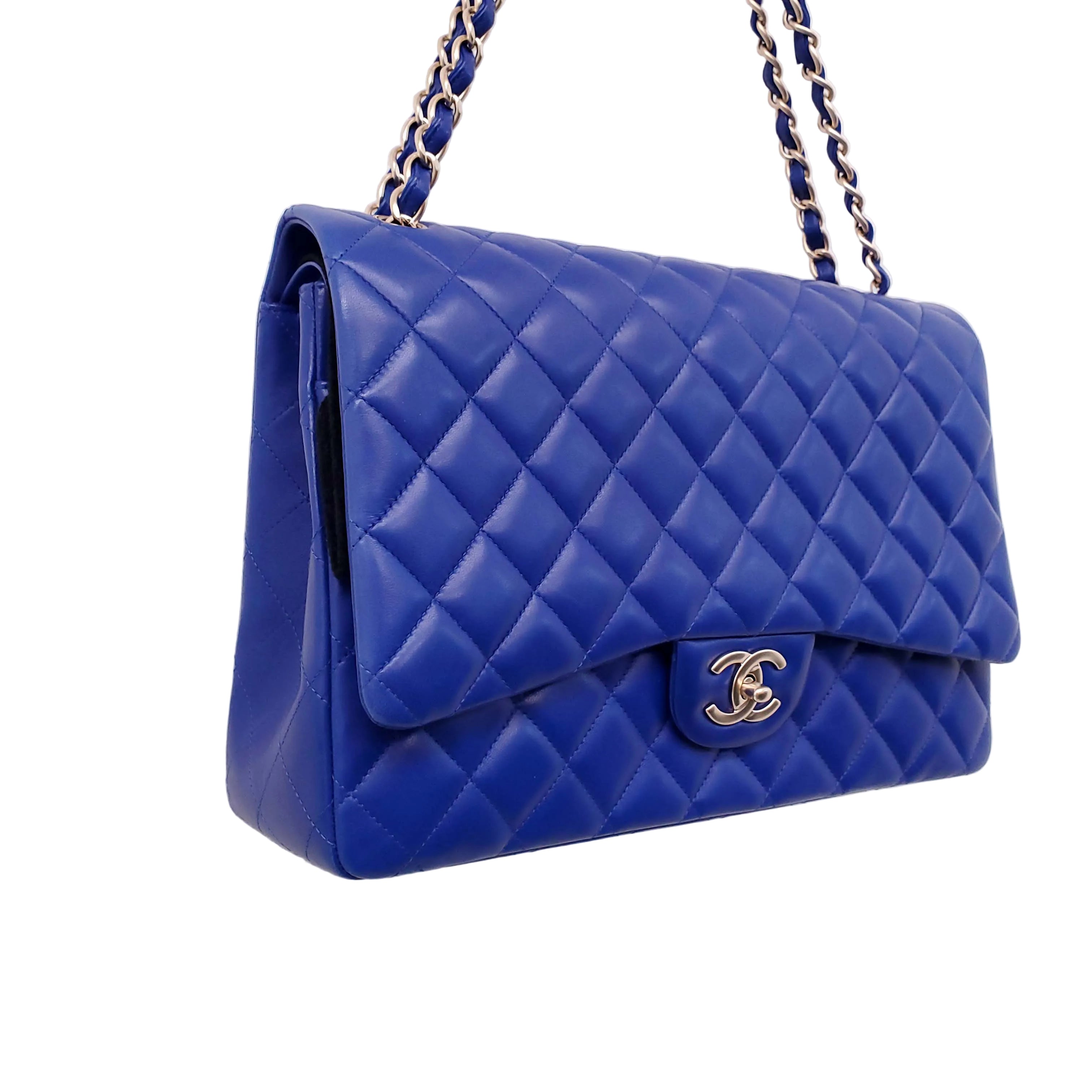 CHANEL ROYAL BLUE JUMBO QUILTED LAMBSKIN DOUBLE FLAP BAG