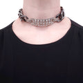 CHANEL SILVER CHAIN AND CRYSTAL CHOKER NECKLACE