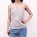 CHANEL SILVER METALLIC TANK TOP - SIZE 34