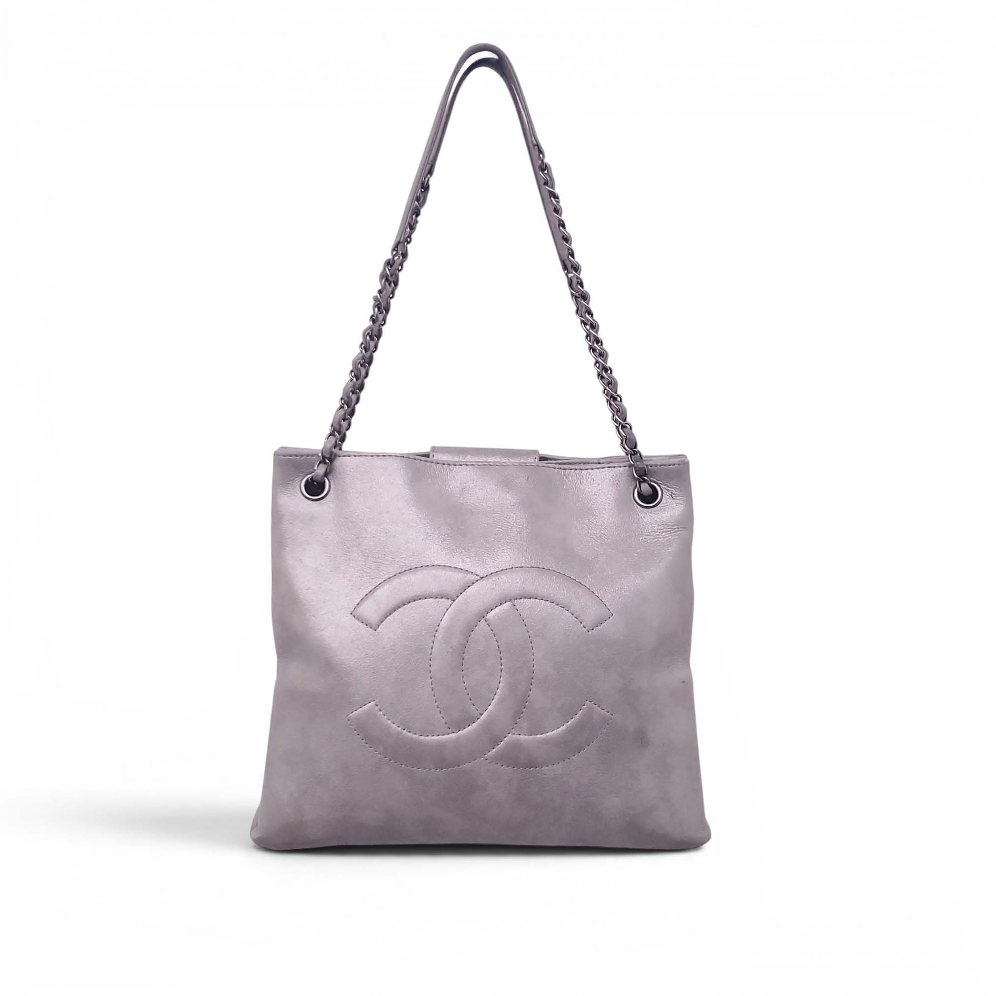 CHANEL SILVER SQUARE PARIS-SEOUL RIME ACCORDION TOTE BAG