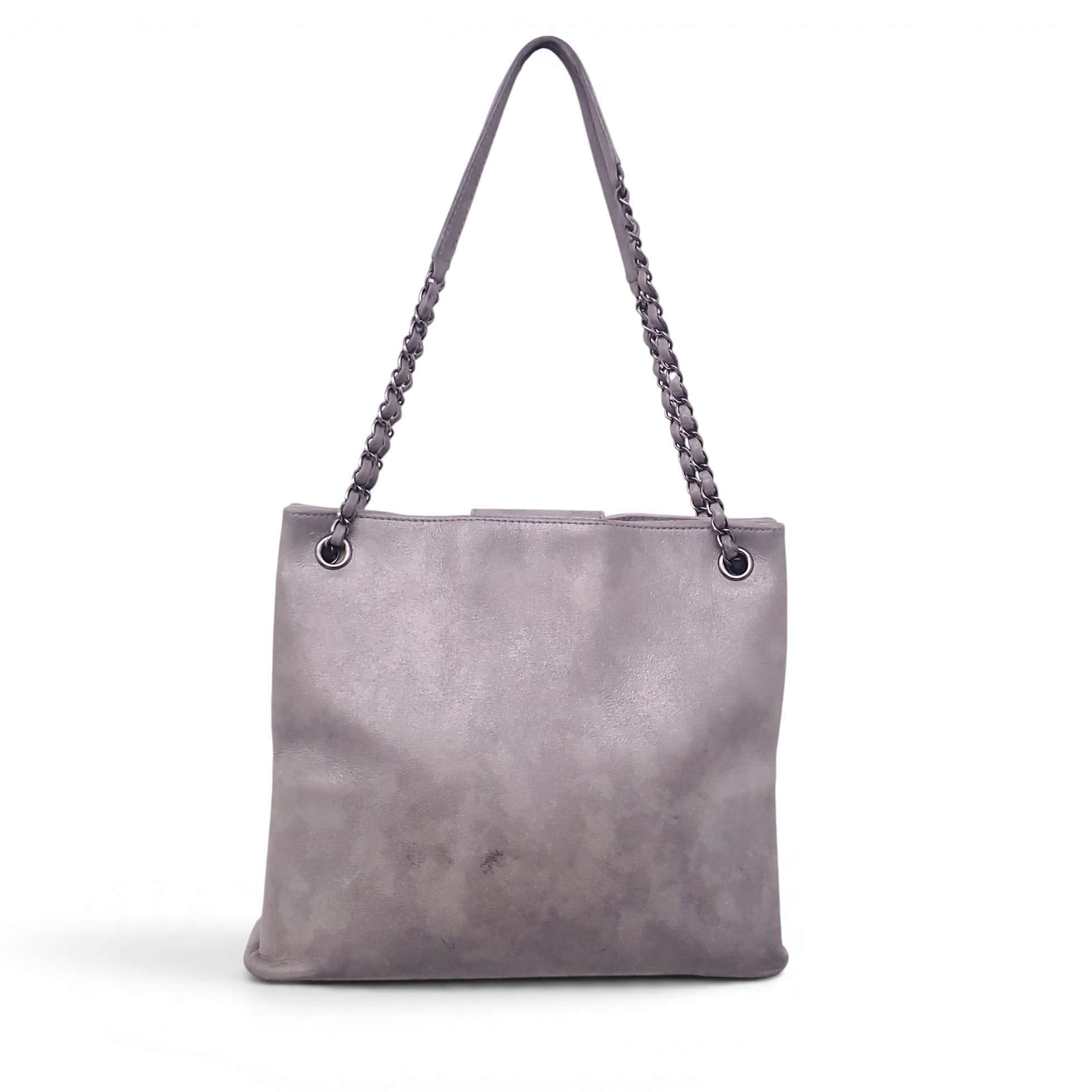 CHANEL SILVER SQUARE PARIS-SEOUL RIME ACCORDION TOTE BAG