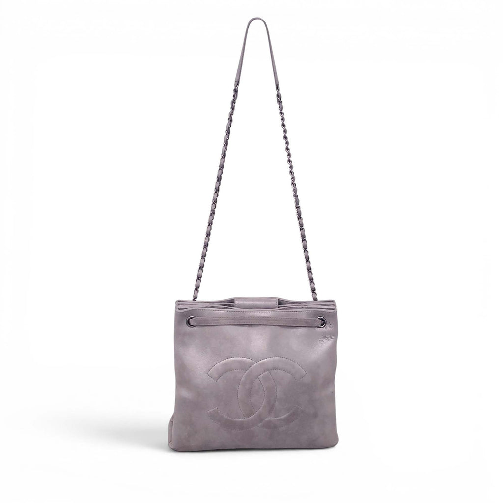 CHANEL SILVER SQUARE PARIS-SEOUL RIME ACCORDION TOTE BAG
