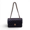 CHANEL SMALL BLACK CAVIAR LEATHER FLAP BAG
