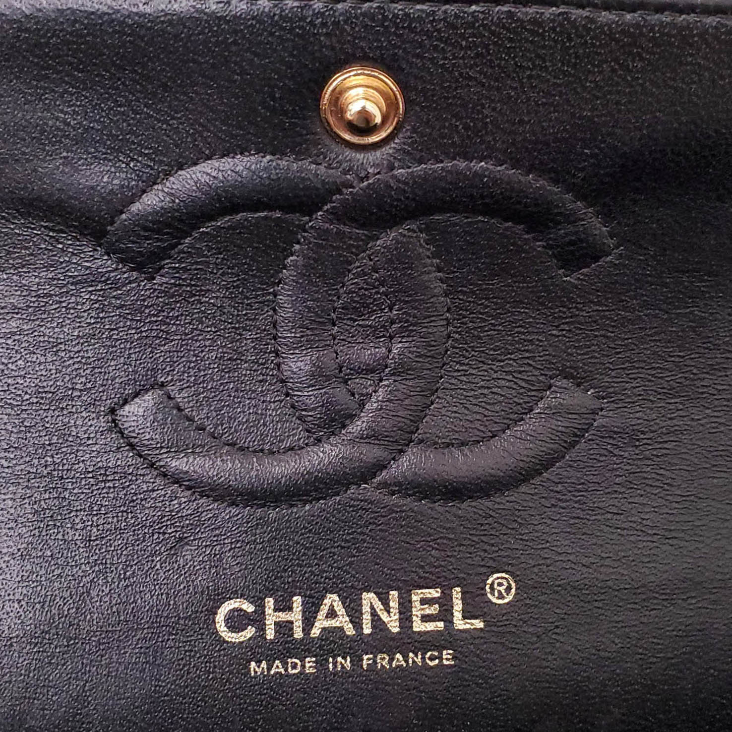 CHANEL SMALL BLACK CAVIAR LEATHER FLAP BAG