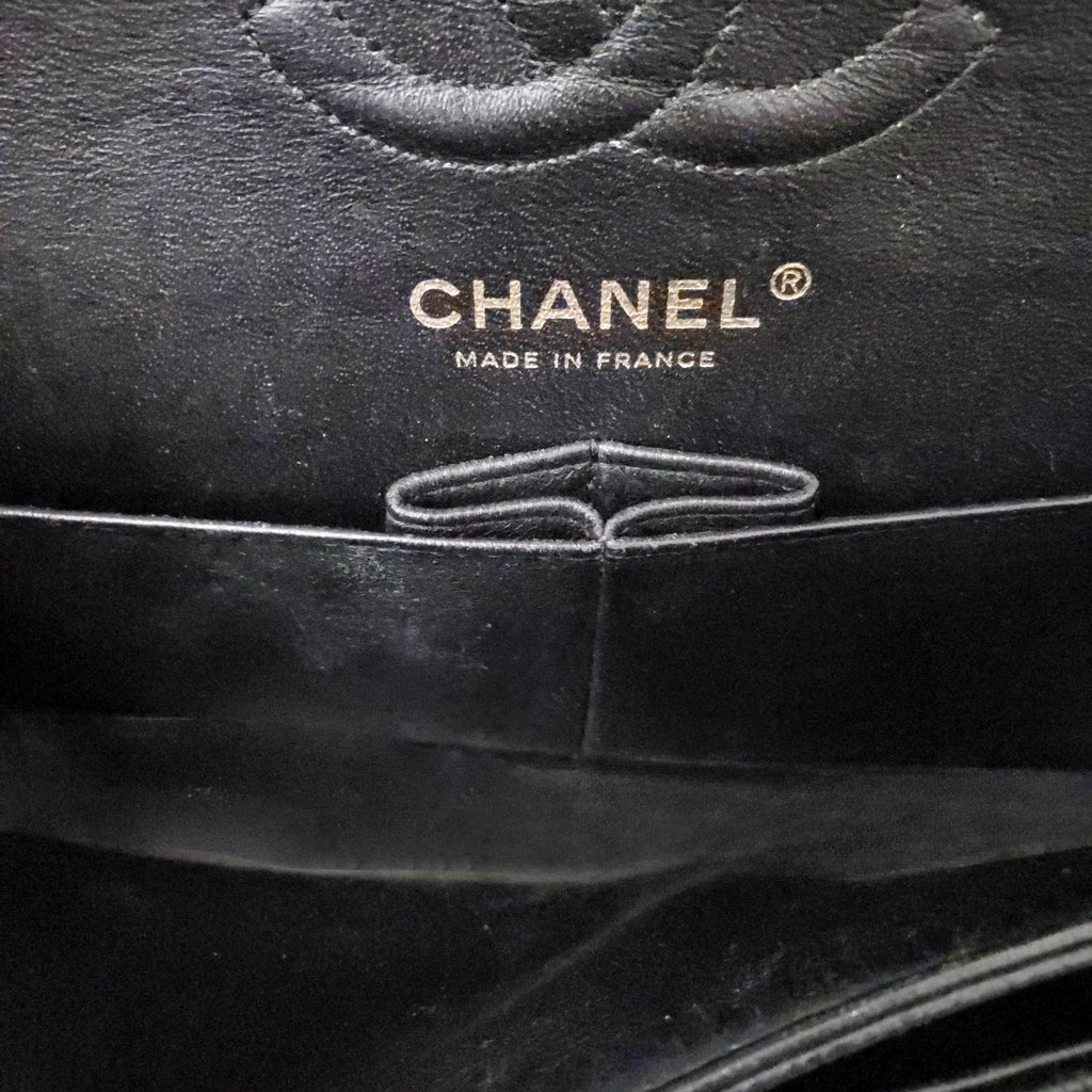 CHANEL SMALL BLACK CAVIAR LEATHER FLAP BAG