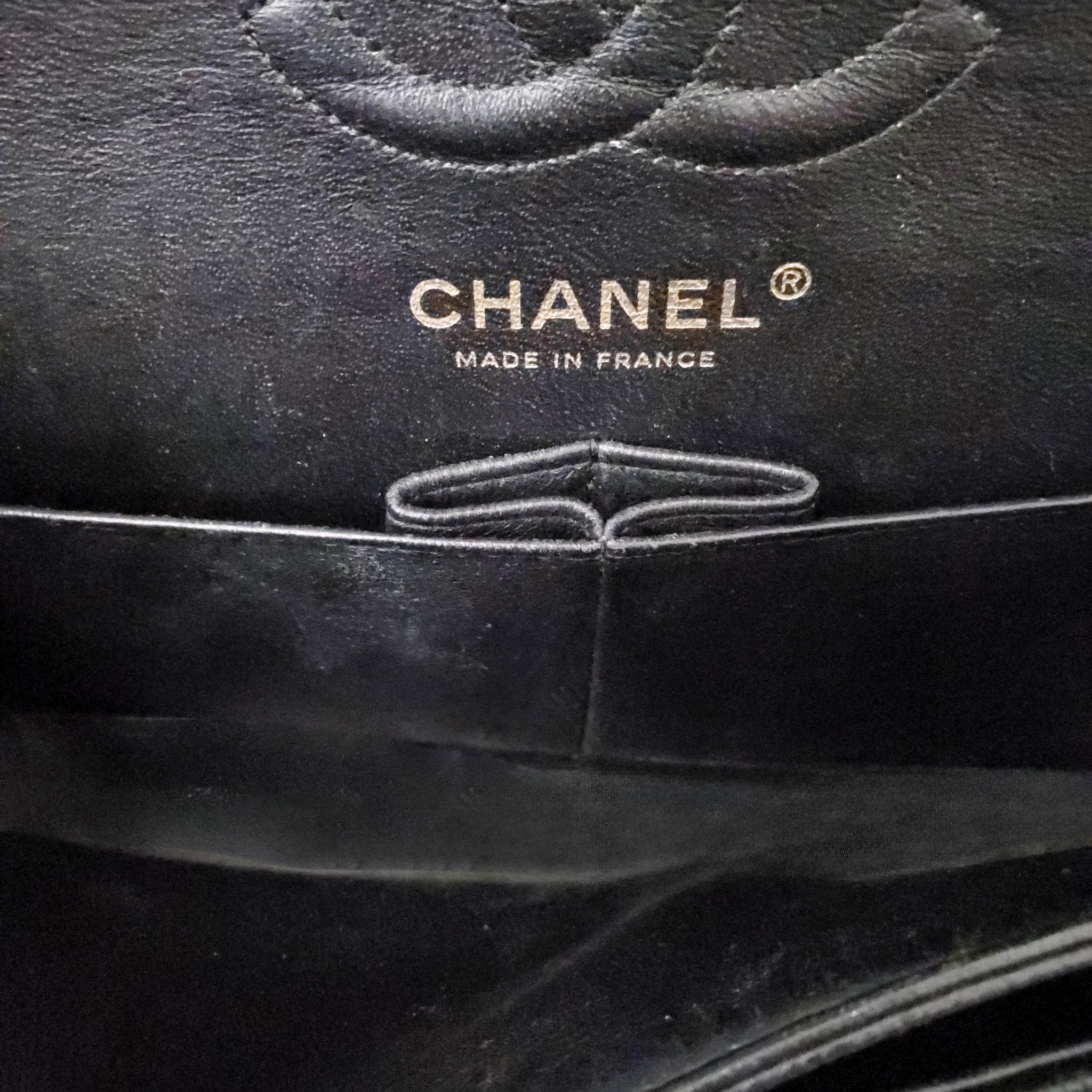 CHANEL SMALL BLACK CAVIAR LEATHER FLAP BAG