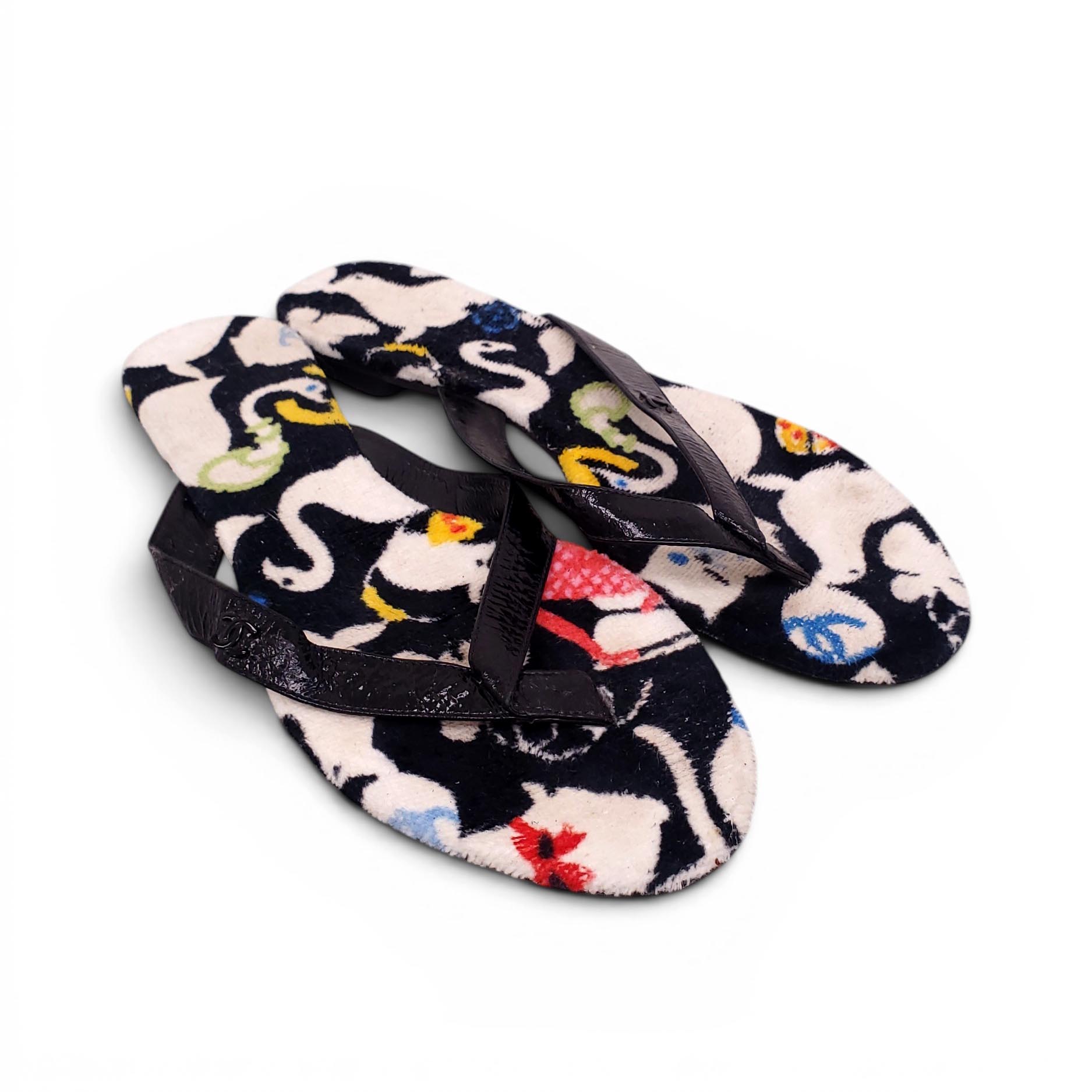 CHANEL SPRING 2007 ANIMAL PRINT FLIP FLOPS - SIZE 40