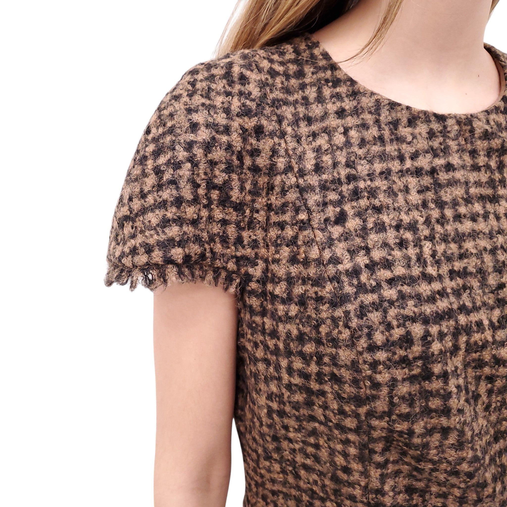 CHANEL TWEED DRESS WITH LOGO BUTTONS - SIZE 42