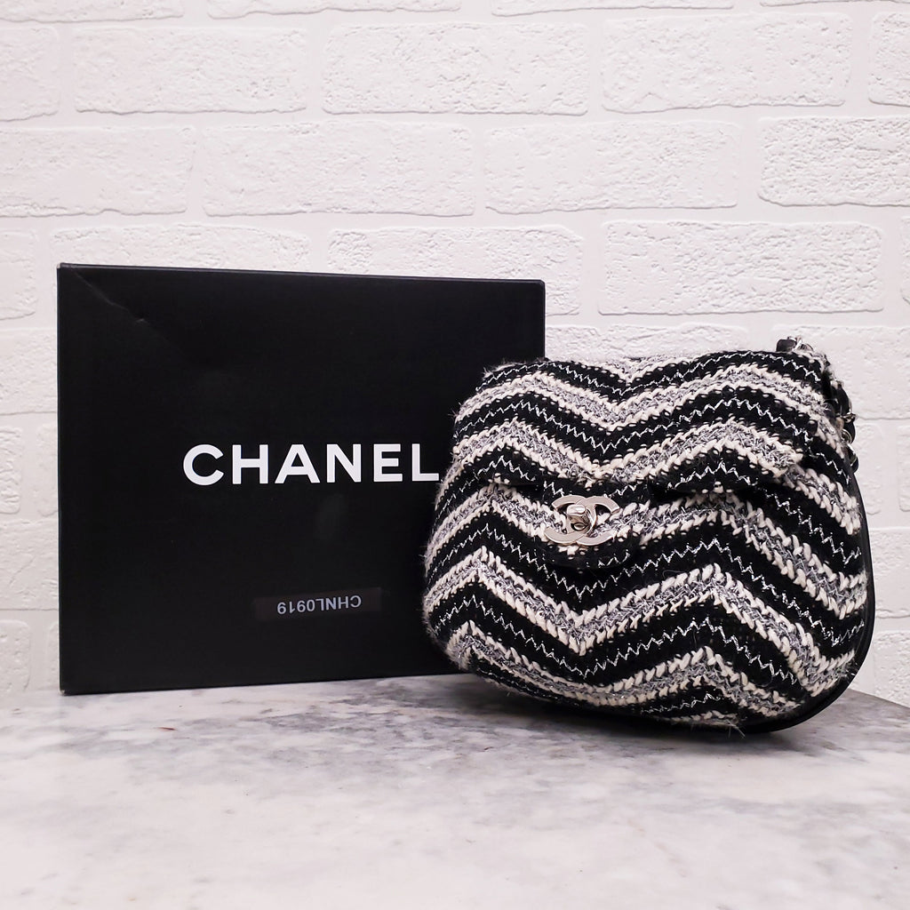 CHANEL TWEED CHEVRON TOP HANDLE FLAP BAG