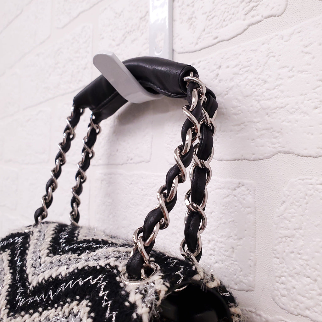 CHANEL TWEED CHEVRON TOP HANDLE FLAP BAG
