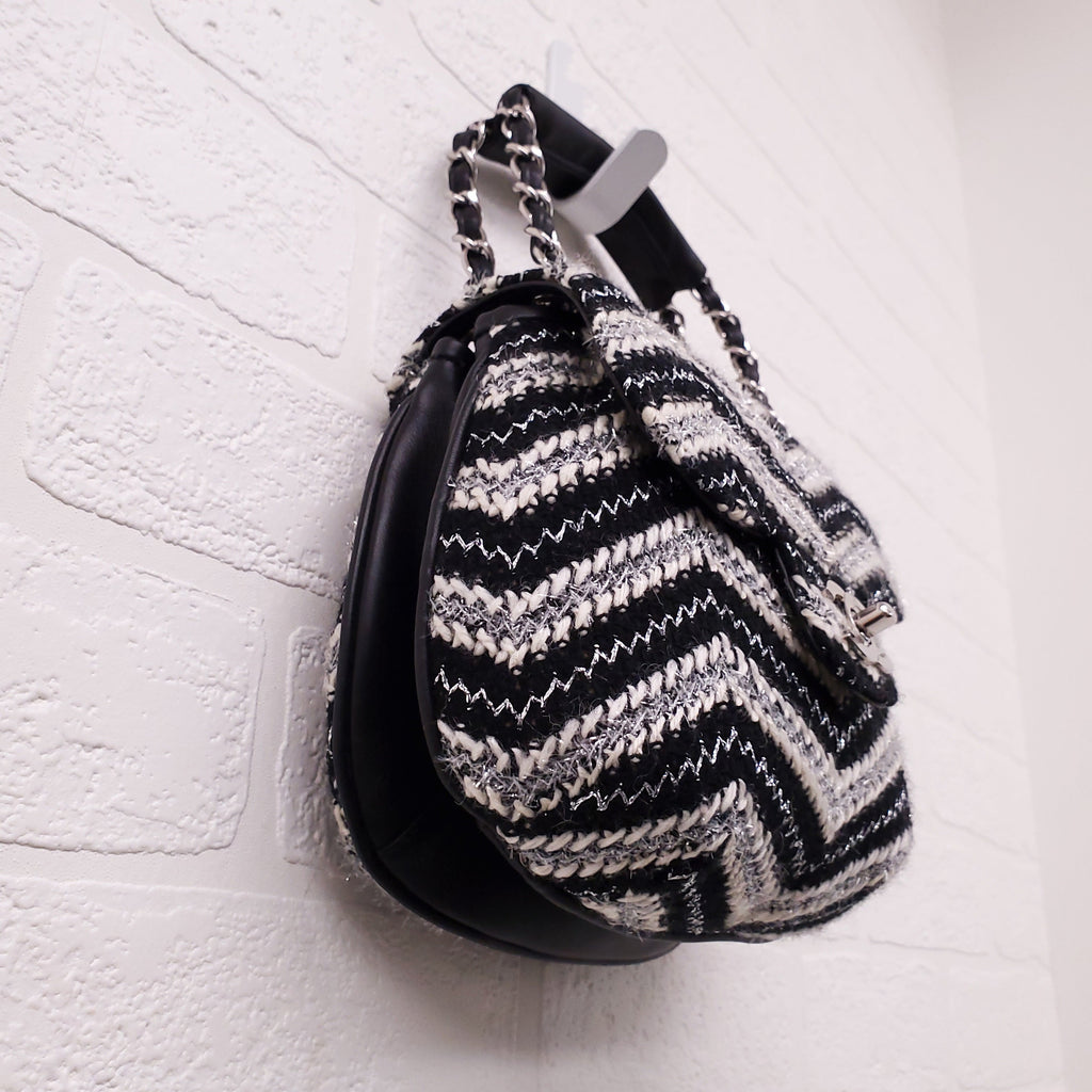 CHANEL TWEED CHEVRON TOP HANDLE FLAP BAG
