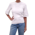 CHANEL WHITE EMBOSSED PATTERNED T-SHIRT - SIZE 36