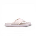 CHANEL WHITE FABRIC LOGO FLIP FLOPS - SIZE 40C