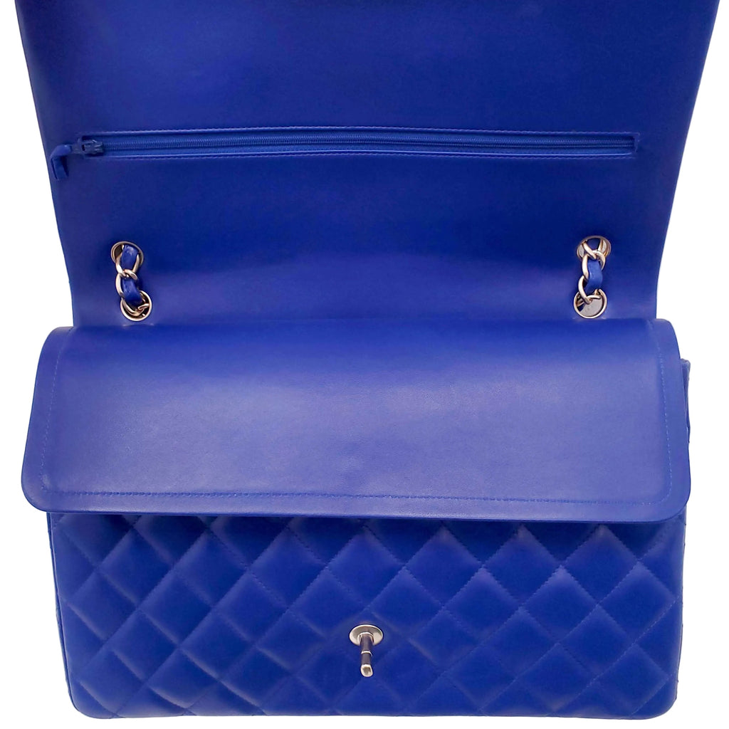CHANEL ROYAL BLUE JUMBO QUILTED LAMBSKIN DOUBLE FLAP BAG