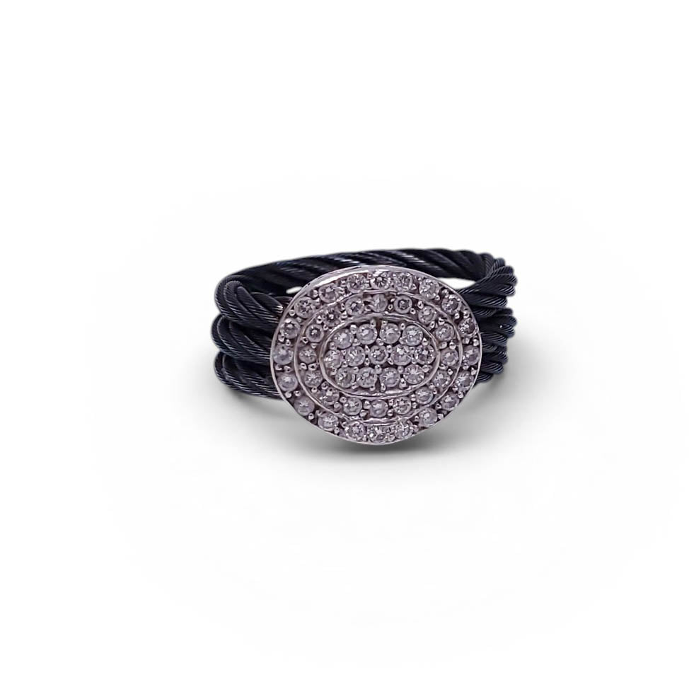 CHARRIOL BLACK ROPE DIAMOND RING - SIZE 6.25