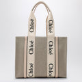 Chloe Medium Woody Tote Bag In Beige Canvas Women