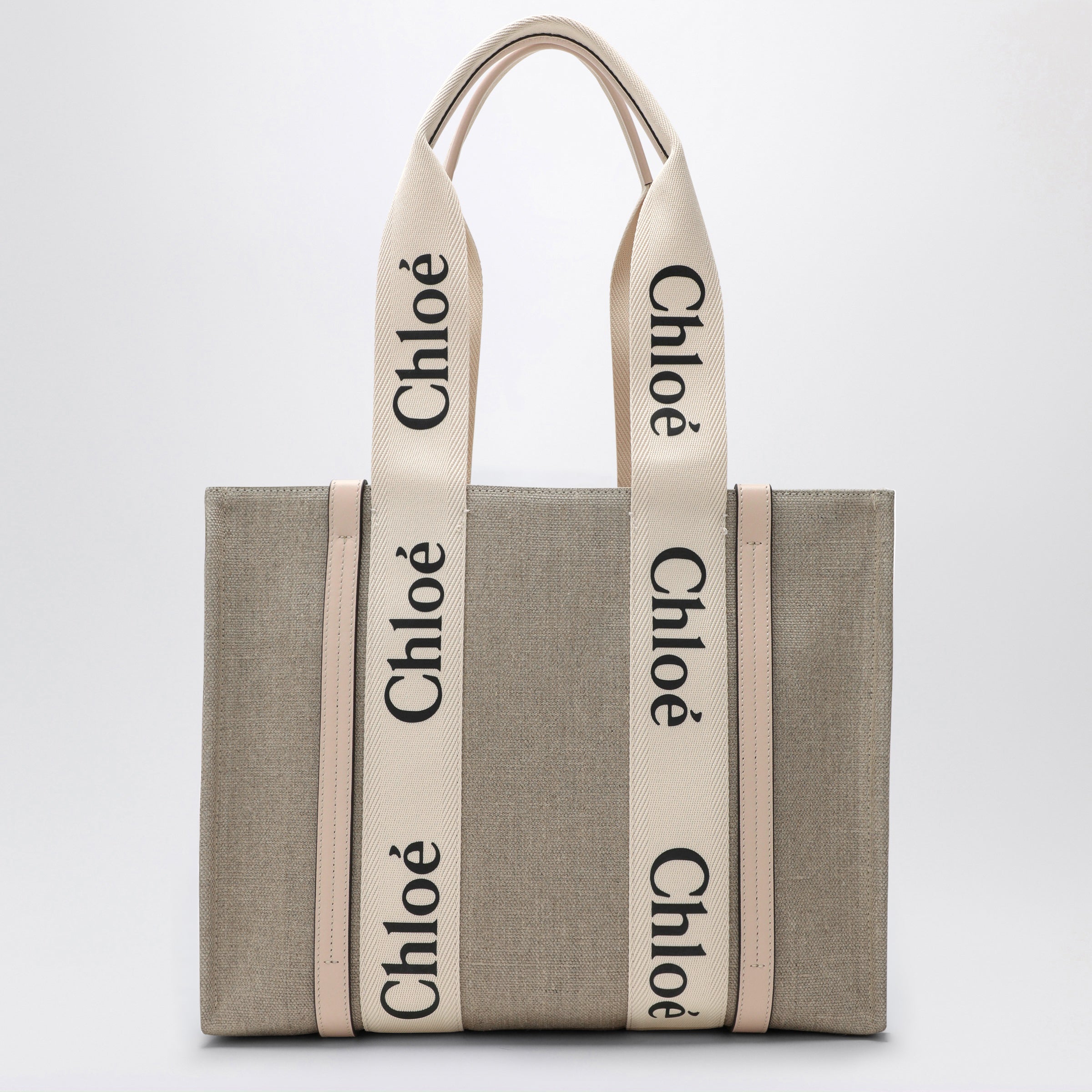 Chloe Medium Woody Tote Bag In Beige Canvas Women