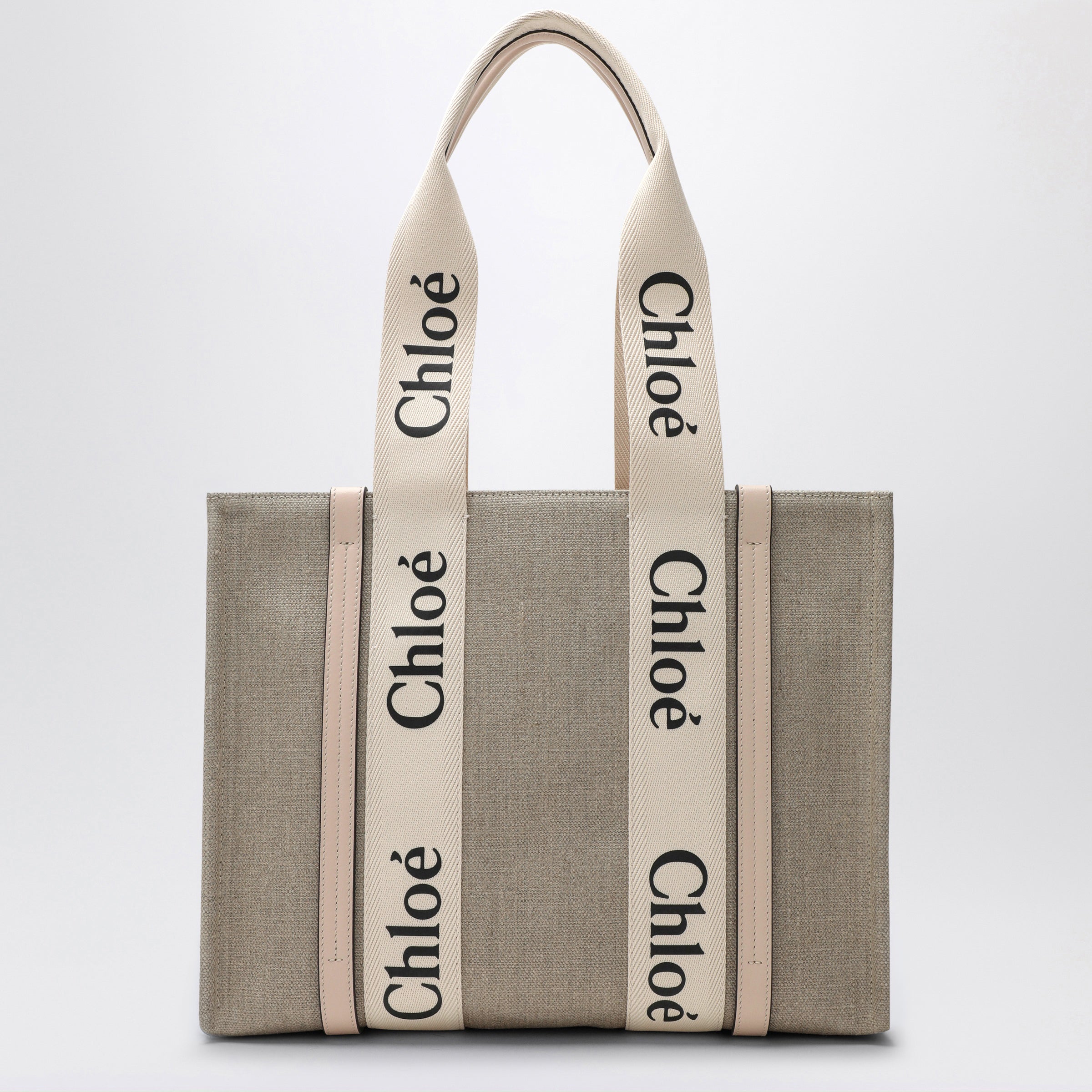 Chloe Medium Woody Tote Bag In Beige Canvas Women
