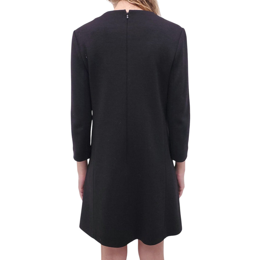 CHLOÉ BLACK DRESS WITH SCALLOPED DETAILS AND LOGO BUTTONS - SIZE 38