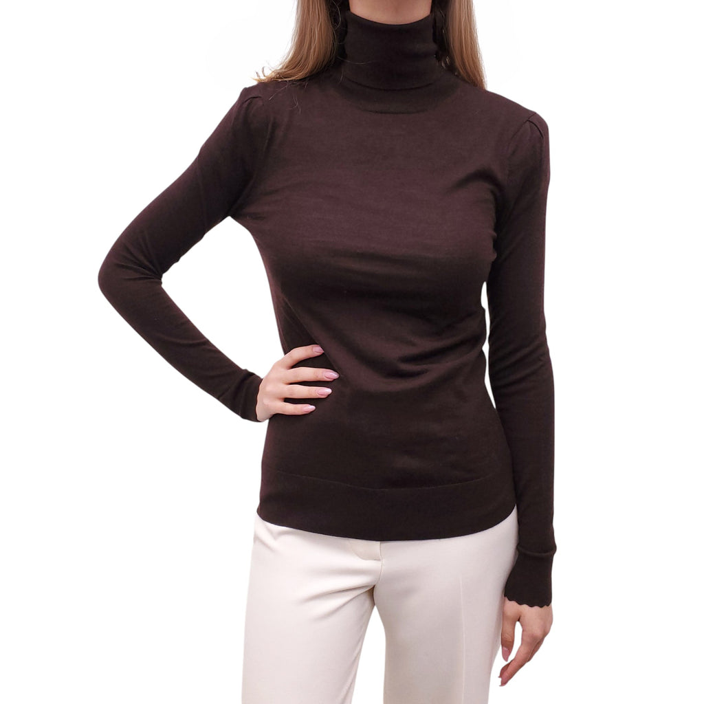 CHLOÉ CHOCOLATE BROWN TURTLENECK SWEATER - SIZE XS