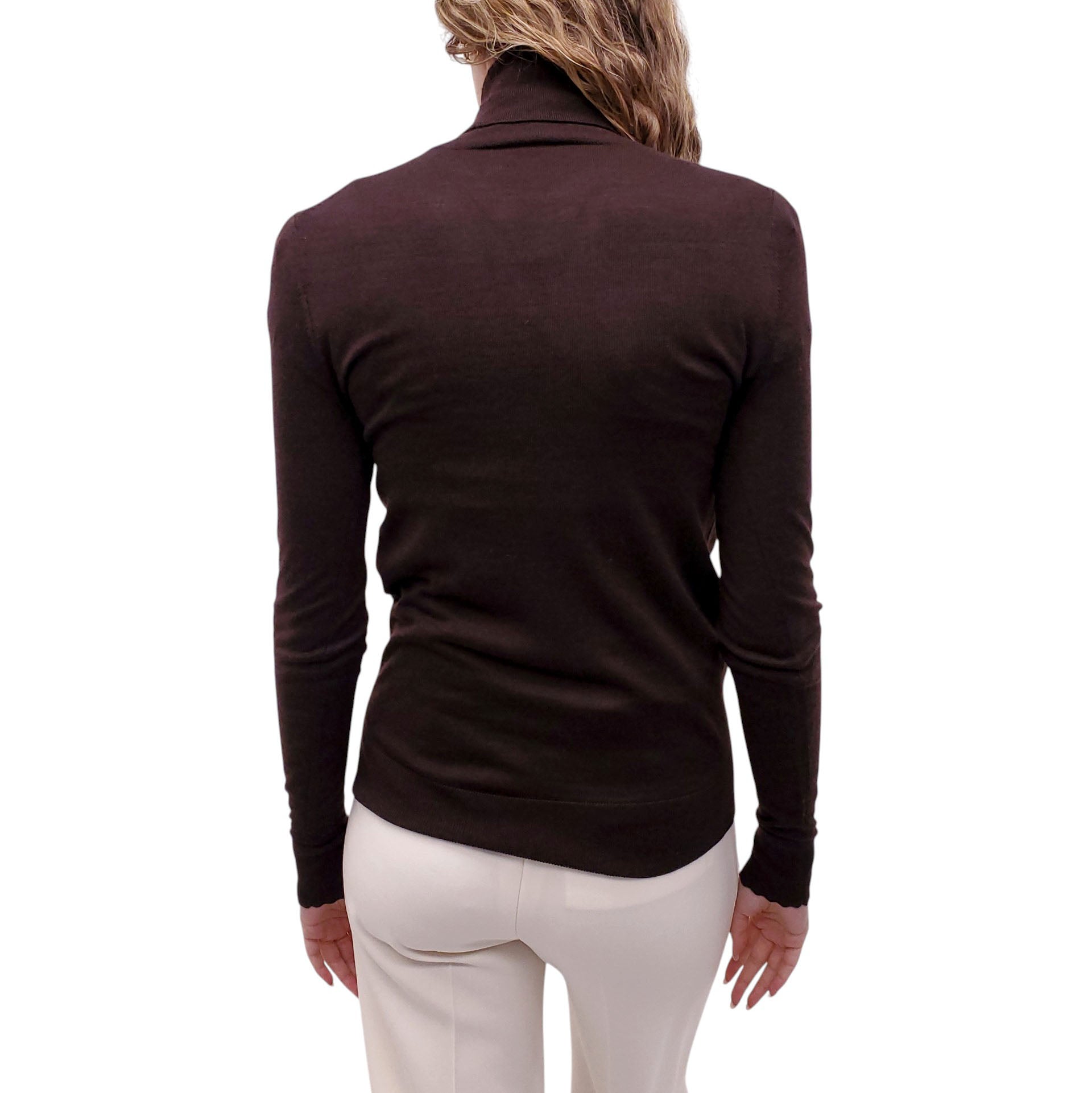 CHLOÉ CHOCOLATE BROWN TURTLENECK SWEATER - SIZE XS
