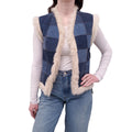 CHLOÉ DENIM PATCHWORK FUR VEST - SIZE 34
